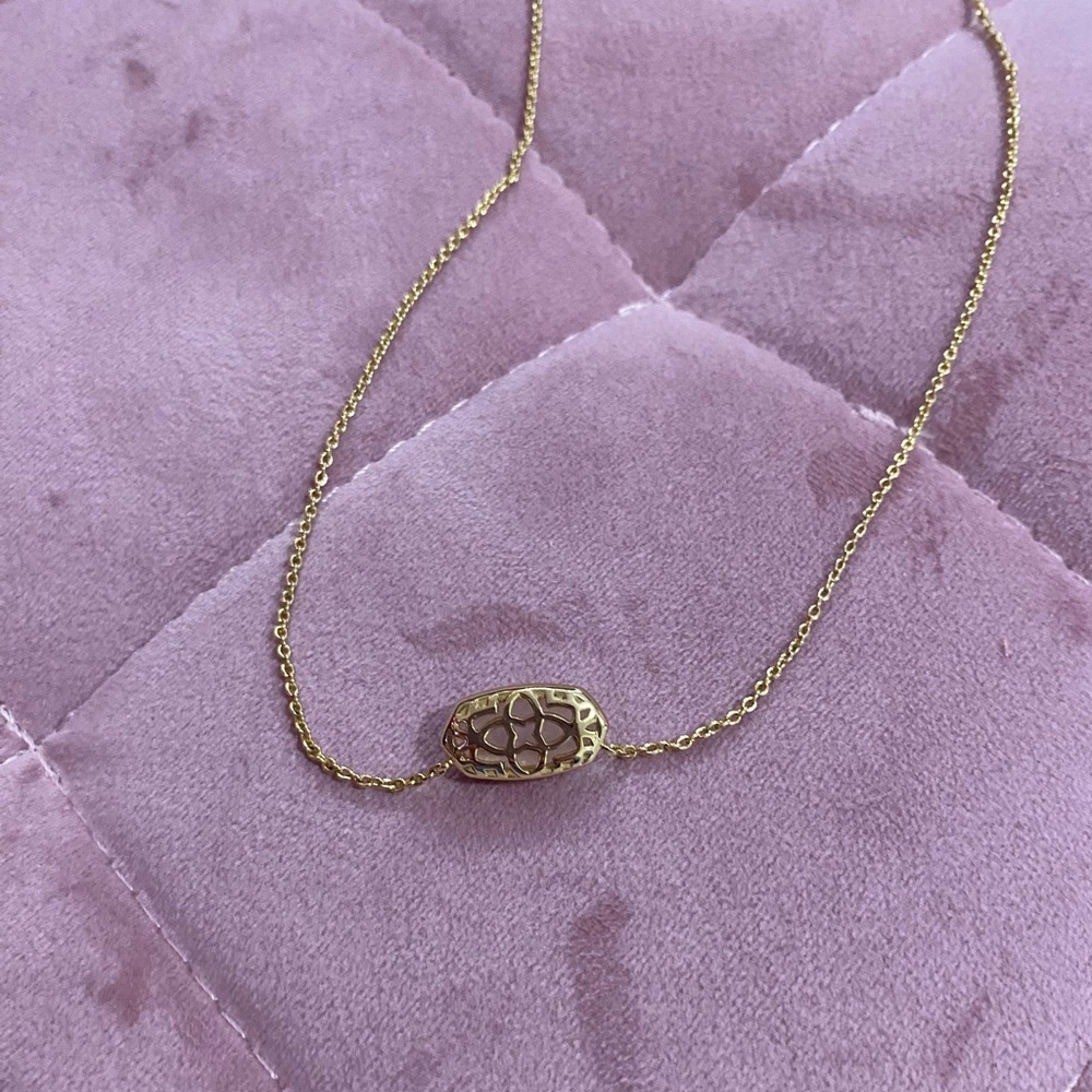 Kendra Scott Gold Pink Gemstone Necklace - Picture 8 of 8